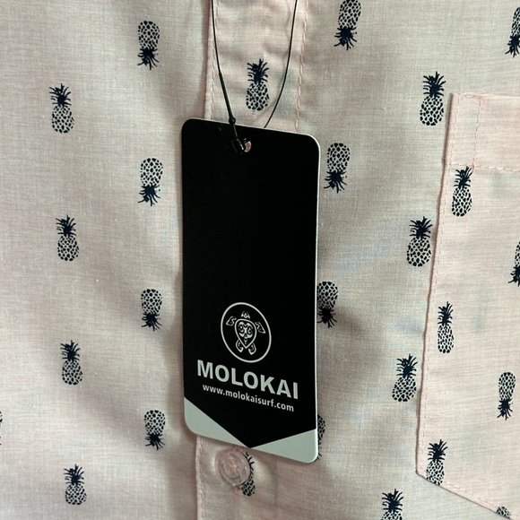 Molokai Surf Co. NWT men’s size XXL pink pineapple print button front shirt - Picture 4 of 11